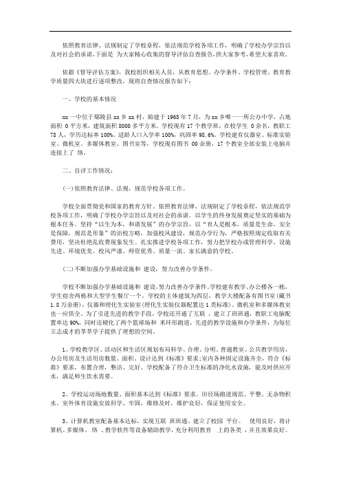督导评估自查报告范文【精品】