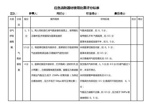 空气呼吸器、消防水带比赛评分标准