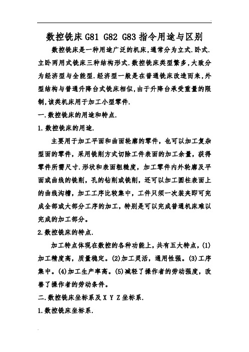 数控铣床G81 G82 G83指令用途与区别