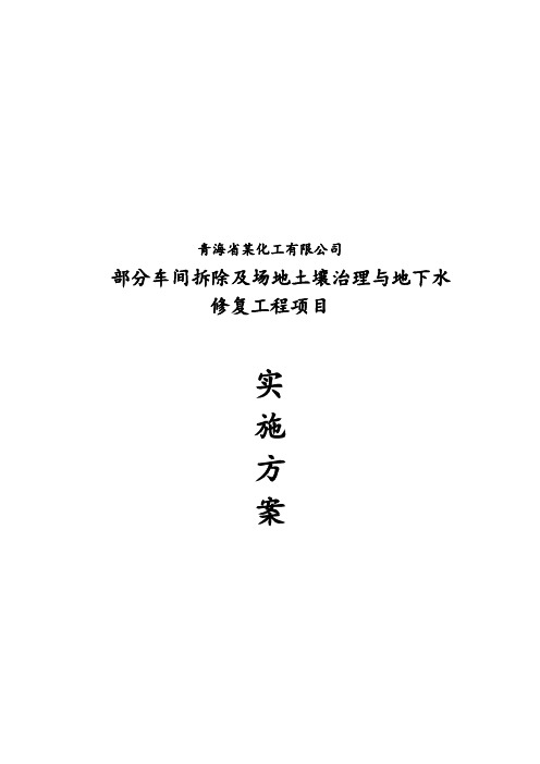 某化工公司原址重金属遗留场地土壤治理与地下水修复工程方案建议书