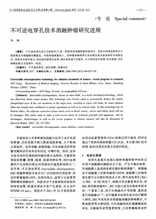 不可逆电穿孔技术消融肿瘤研究进展
