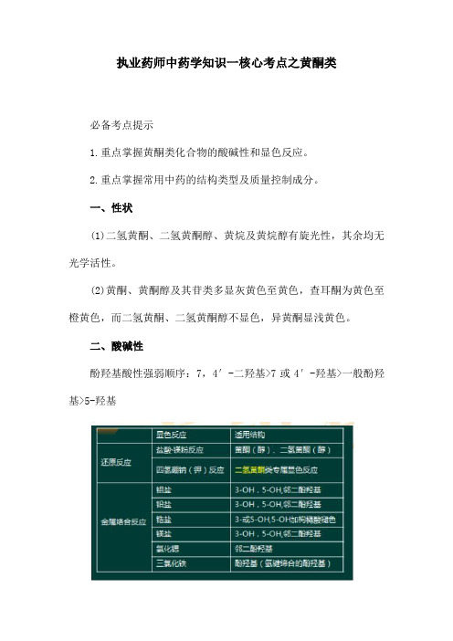 执业药师中药学知识一核心考点之黄酮类