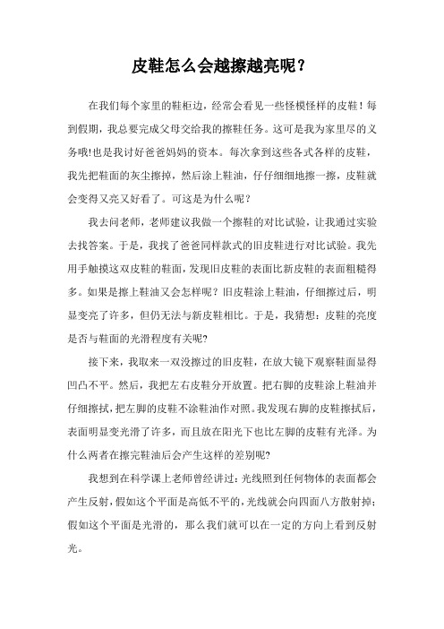 小学生科技小论文《皮鞋怎么会越擦越亮呢》