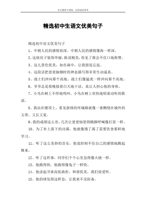 精选初中生语文优美句子