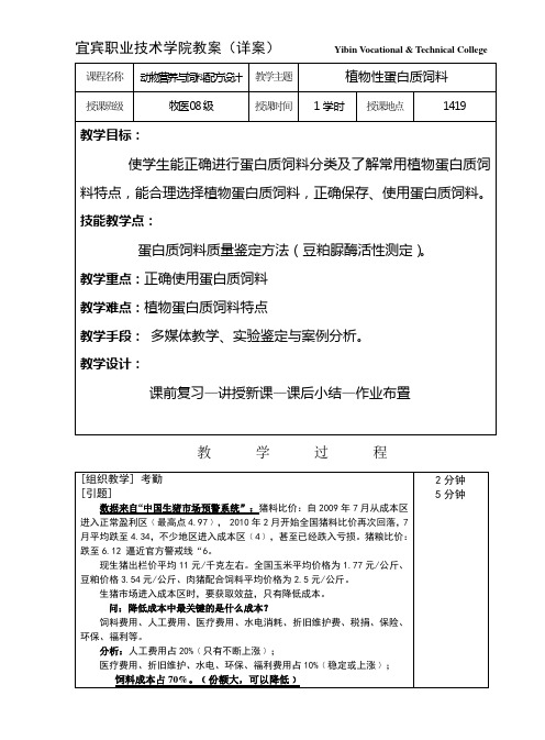 第六节 蛋白质饲料  教案(详案)