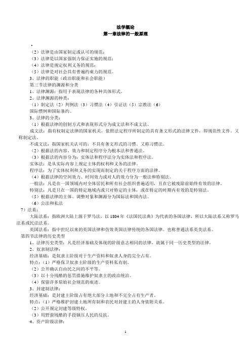 自考法学概论复习笔记