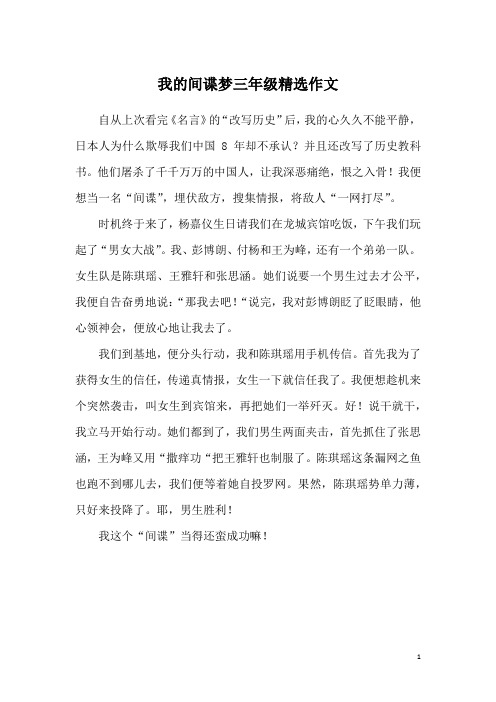 我的间谍梦三年级精选作文