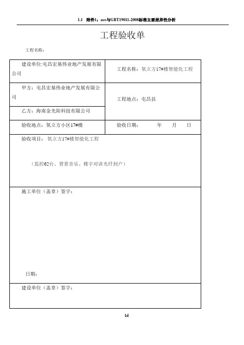 工程验收单(模板)