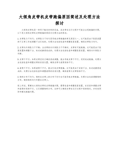 大倾角皮带机皮带跑偏原因简述及处理方法探讨