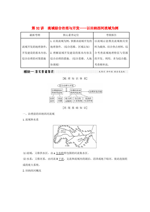 2020版高考地理一轮复习第32讲流域综合治理与开发——以田纳西河流域为例教师用书(含解析)湘教版
