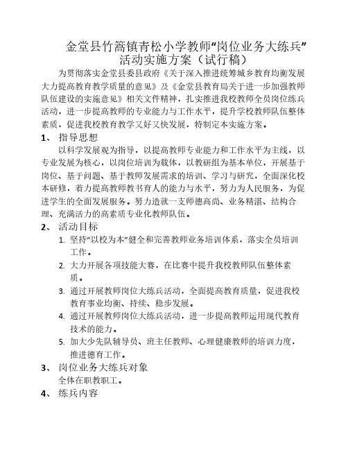 小学教师业务大练兵活动方案