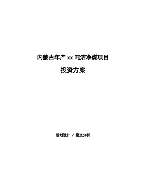 内蒙古年产xx吨洁净煤项目投资方案