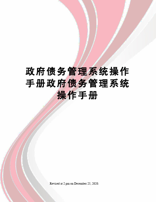 政府债务管理系统操作手册政府债务管理系统操作手册