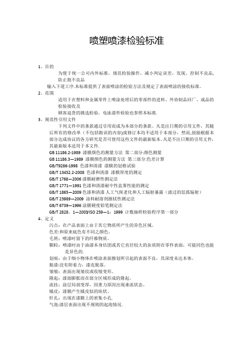 喷塑喷漆检验标准