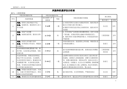 各部门-风险和机遇评估分析表