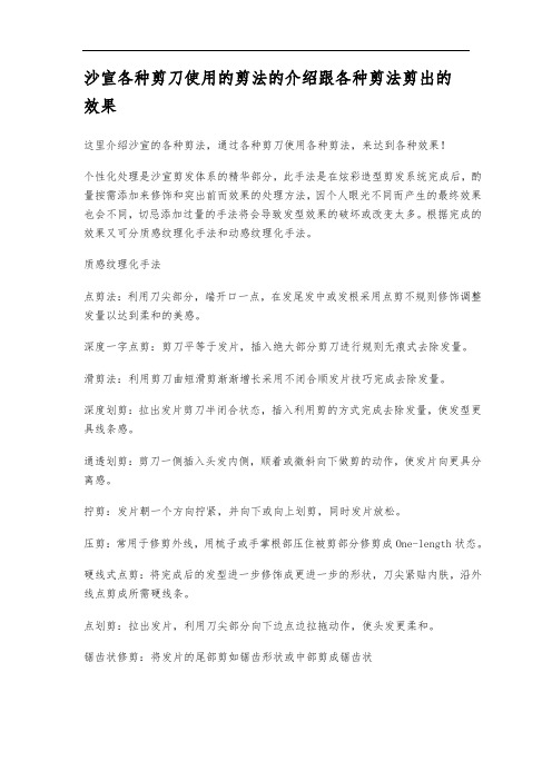 沙宣各种剪刀的剪法使用