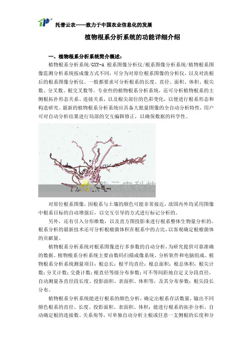 植物根系分析系统的功能详细介绍