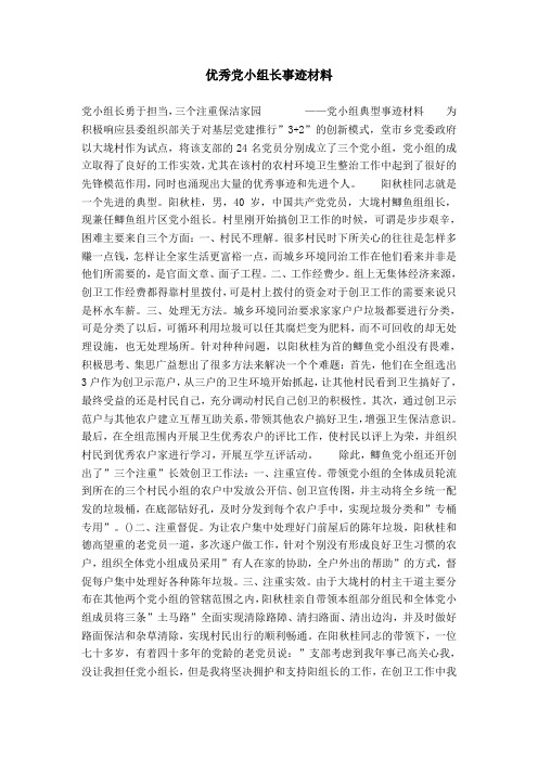优秀党小组长事迹材料