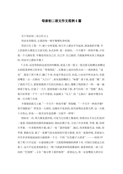 母亲初二语文作文范例5篇