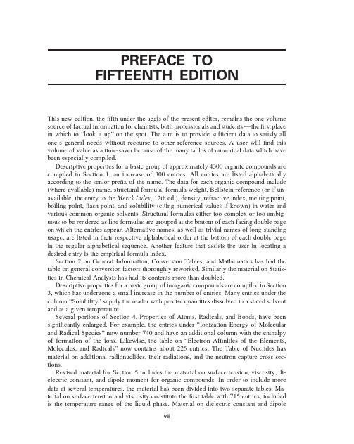 Preface 兰氏化学手册