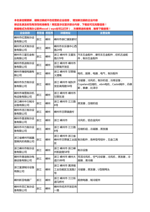 新版浙江省嵊州制冷工商企业公司商家名录名单联系方式大全65家