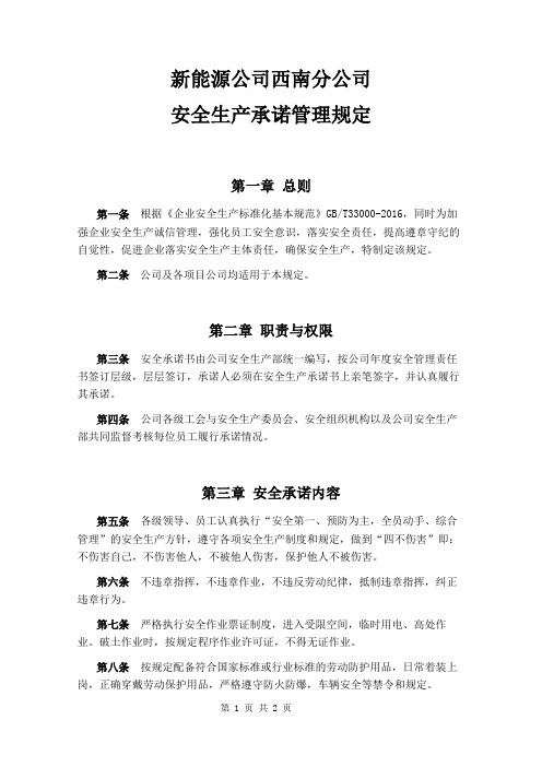 安全生产承诺管理规定