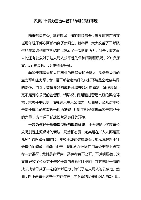 多措并举着力营造年轻干部成长良好环境