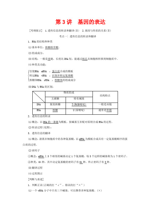 高考生物一轮复习 第6单元 第3讲 基因的表达教学案 新人教版-新人教版高三全册生物教学案