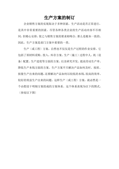 生产计划的制订