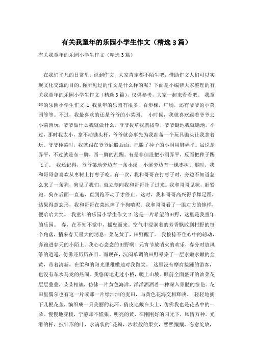 有关我童年的乐园小学生作文(精选3篇)