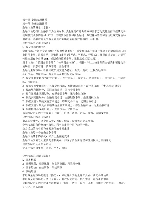 2021证券从业资格考试金融市场基础知识