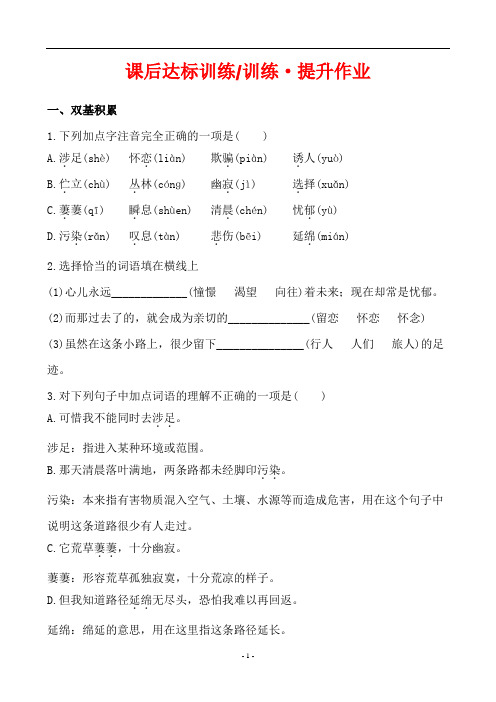 人教版七年级语文下册 课后达标训练  训练·提升作业1.4王之波