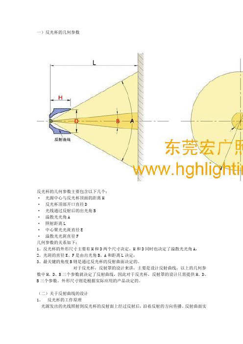 关于反光杯设计及相关技术参数