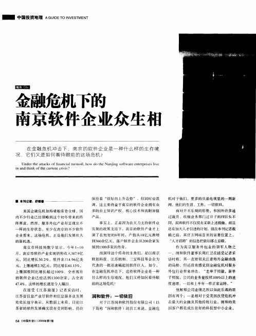 金融危机下的南京软件企业众生相