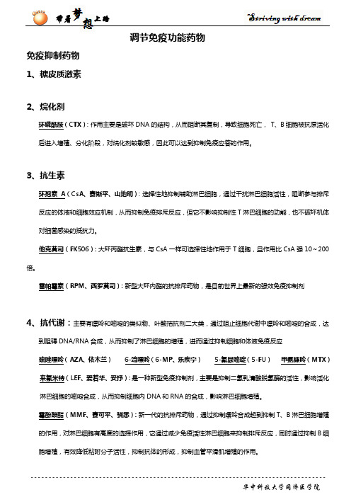 免疫功能调节药物(全面、规律)