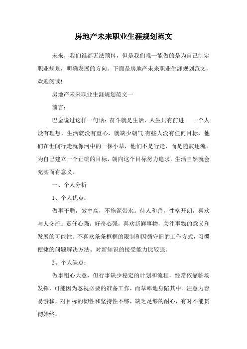 房地产未来职业生涯规划范文.doc