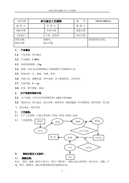 炒白扁豆工艺规程