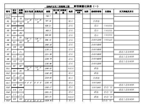 断面测量记录表