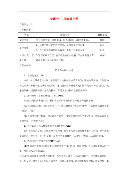 湖南省衡阳市中考政治一轮复习 专题十三 九年级全册 从这里出发 人民版