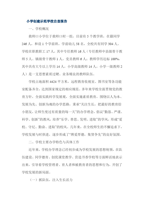 小学创建示范学校自查报告