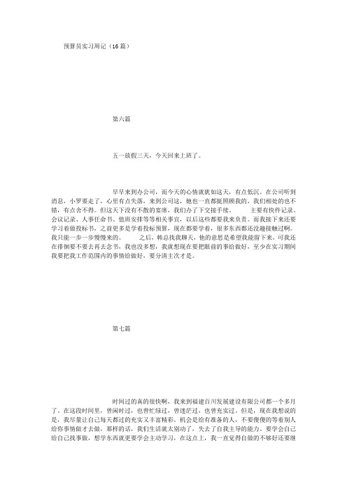 预算员实习周记2-(5000字)