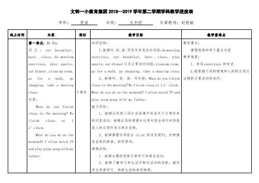 学科教学进度表