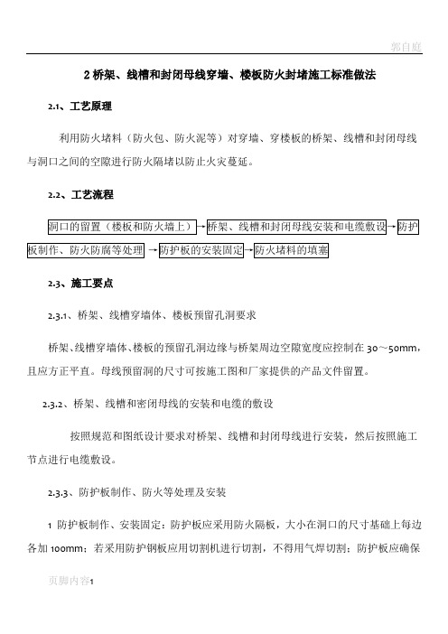 桥架、线槽和封闭母线穿墙、楼板防火封堵施工标准做法