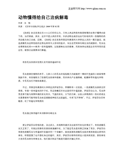 动物懂得给自己治病解毒