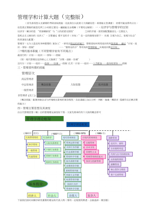 北航非经管专业经济管理概论期末考试复习资料