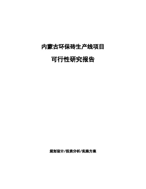 内蒙古环保砖生产线项目可行性研究报告