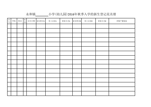 2016年秋小学(幼儿园)招生审核情况表