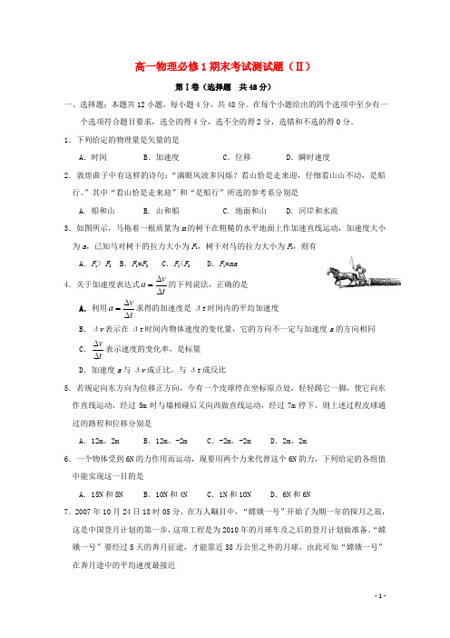 湖南省新田县第一中学高一物理上学期期末考试试题(二)(无答案)