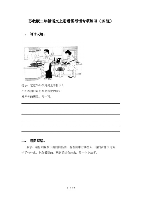 苏教版二年级语文上册看图写话专项练习(15道)