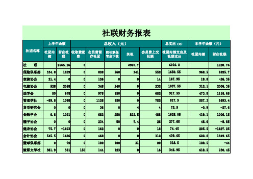 【表格】大学社联财务报表(范本)